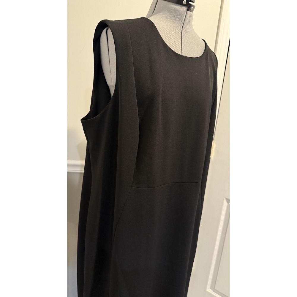 Kelvin Klein Sleeveless Seam Front Scuba Crepe Crew Neck Sheath Gold Zip Dress - Picture 6 of 7